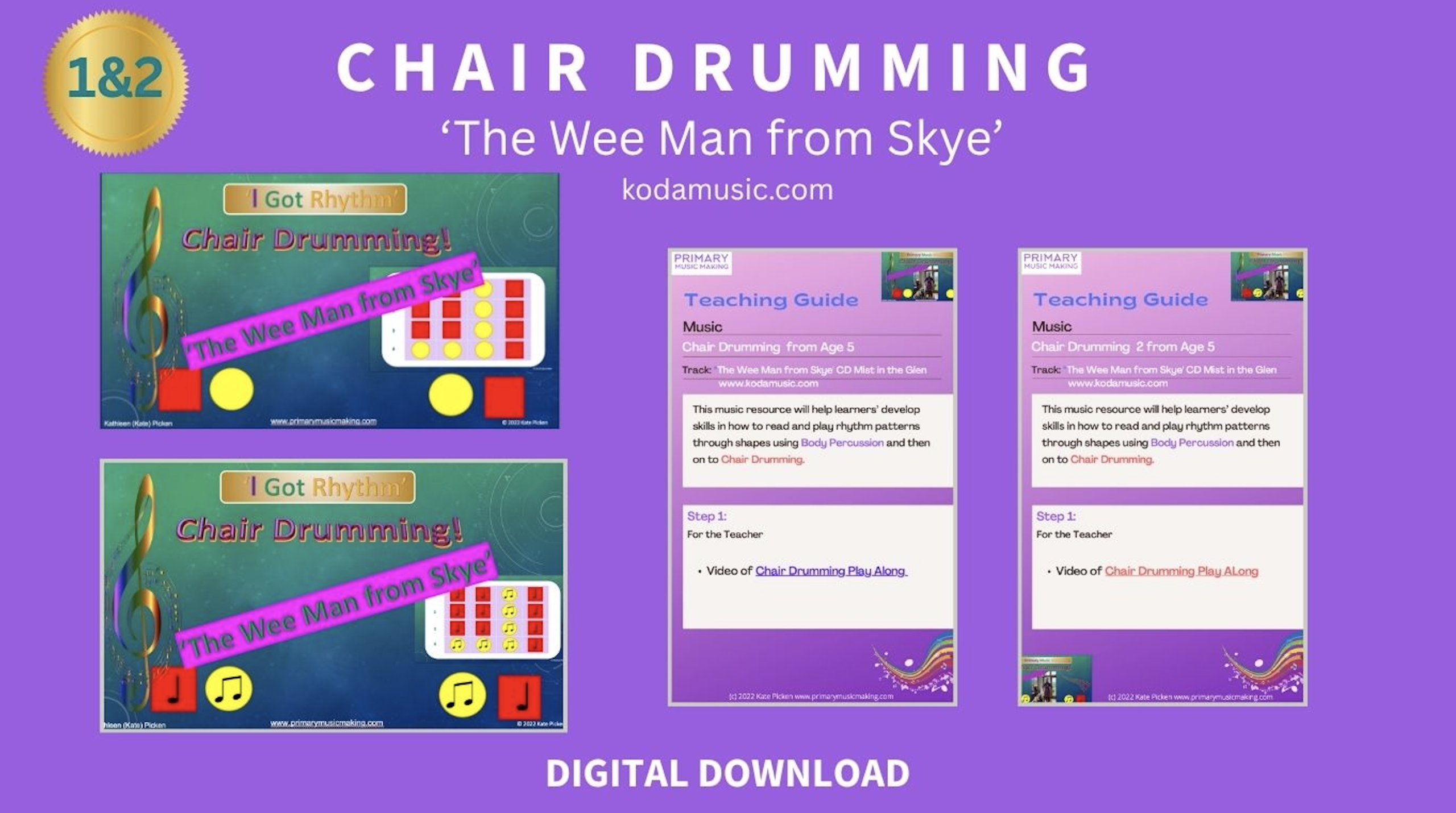 Chair Drumming Bundle (1 & 2) to the track 'The Wee Man from Skye' (8- 10 weeks lesson content)Click here for more information